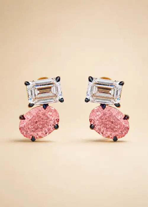 Blush Pink Diamond Drop Studs