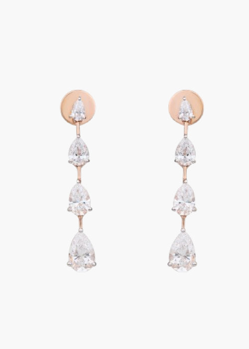 Dual Tone Stone Drop Earrings