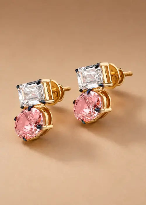Blush Pink Diamond Drop Studs