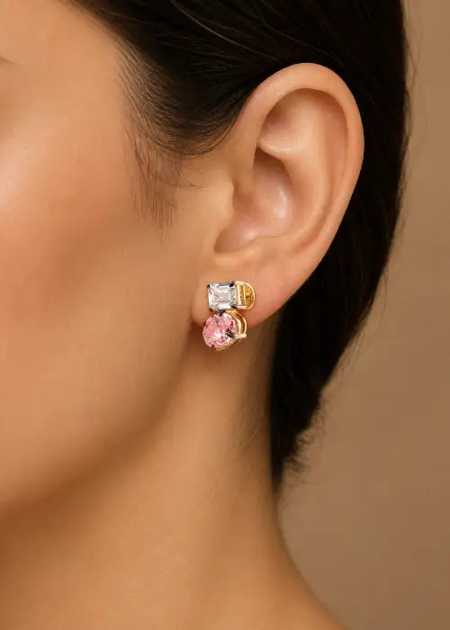 Blush Pink Diamond Drop Studs