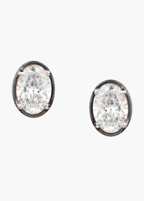 Oval Cluster Stud Earrings