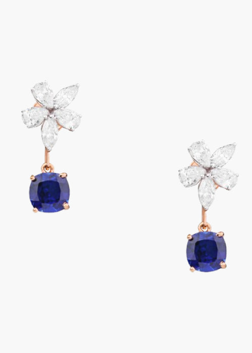 Sapphire Floral Drop Earrings