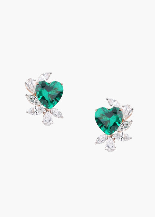Emerald Heart Drop Earrings