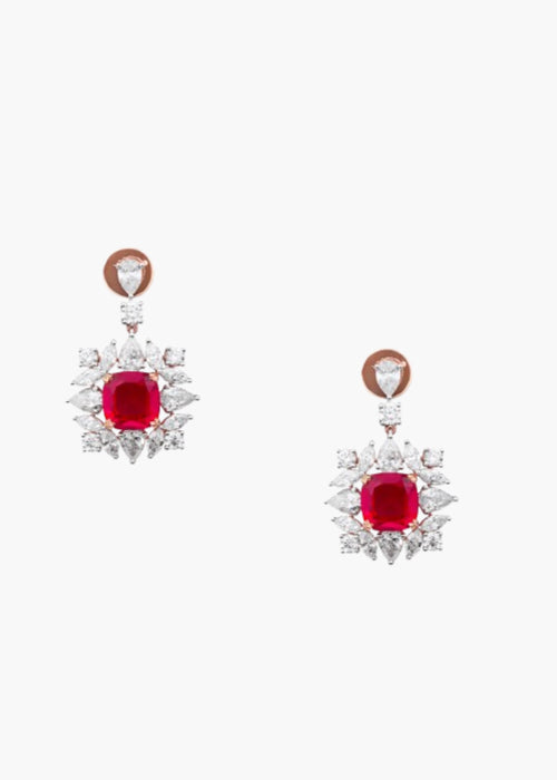 Ruby Halo Stud Earrings