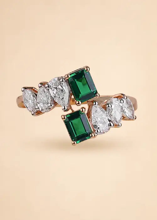 Emerald Cascade Diamond Ring