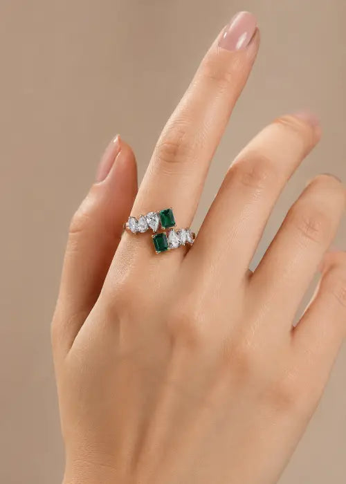 Emerald Cascade Diamond Ring