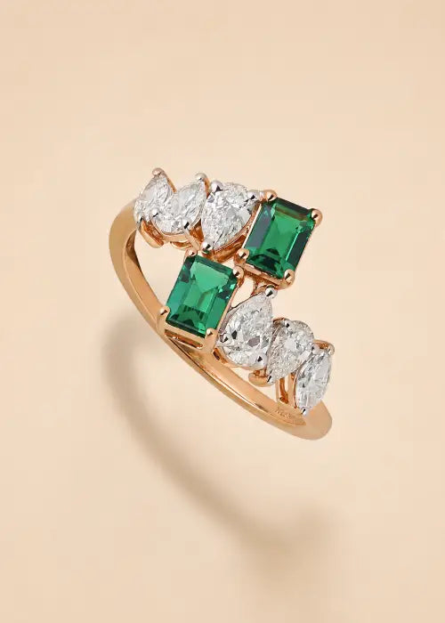 Emerald Cascade Diamond Ring