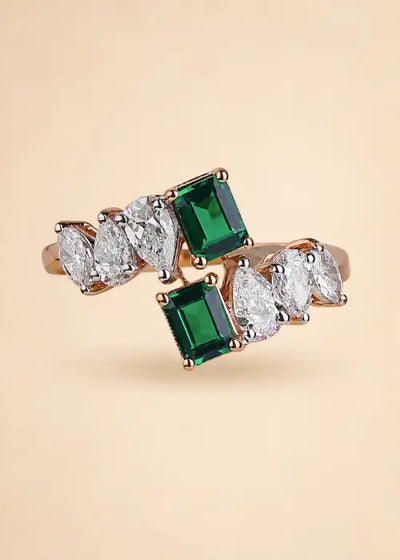 Emerald Cascade Diamond Ring
