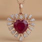 Crimson Flame Ruby & Diamond Heart Pendant