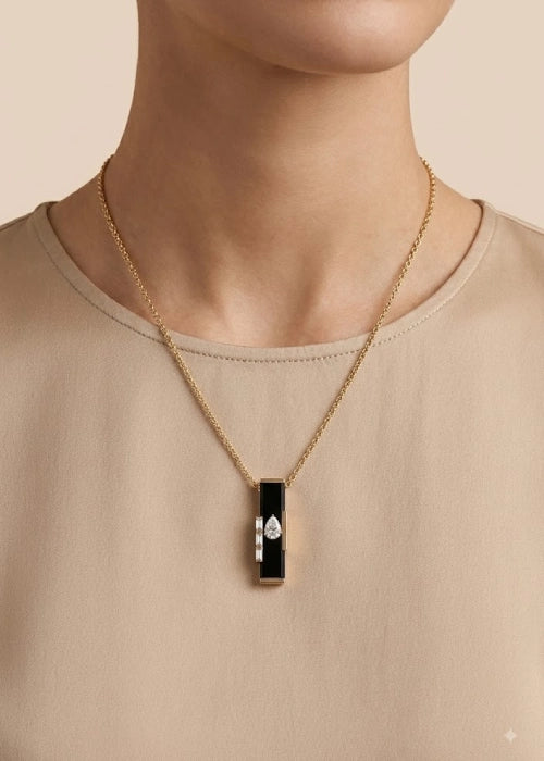 Onyx and Diamond Pendant