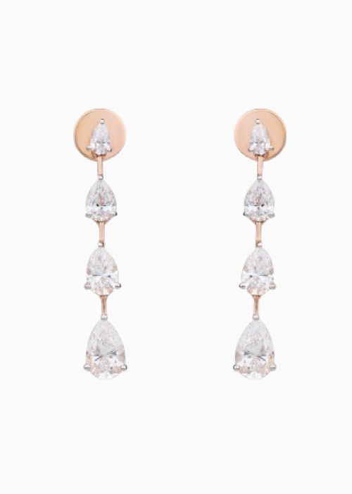 Dual Tone Stone Drop Earrings